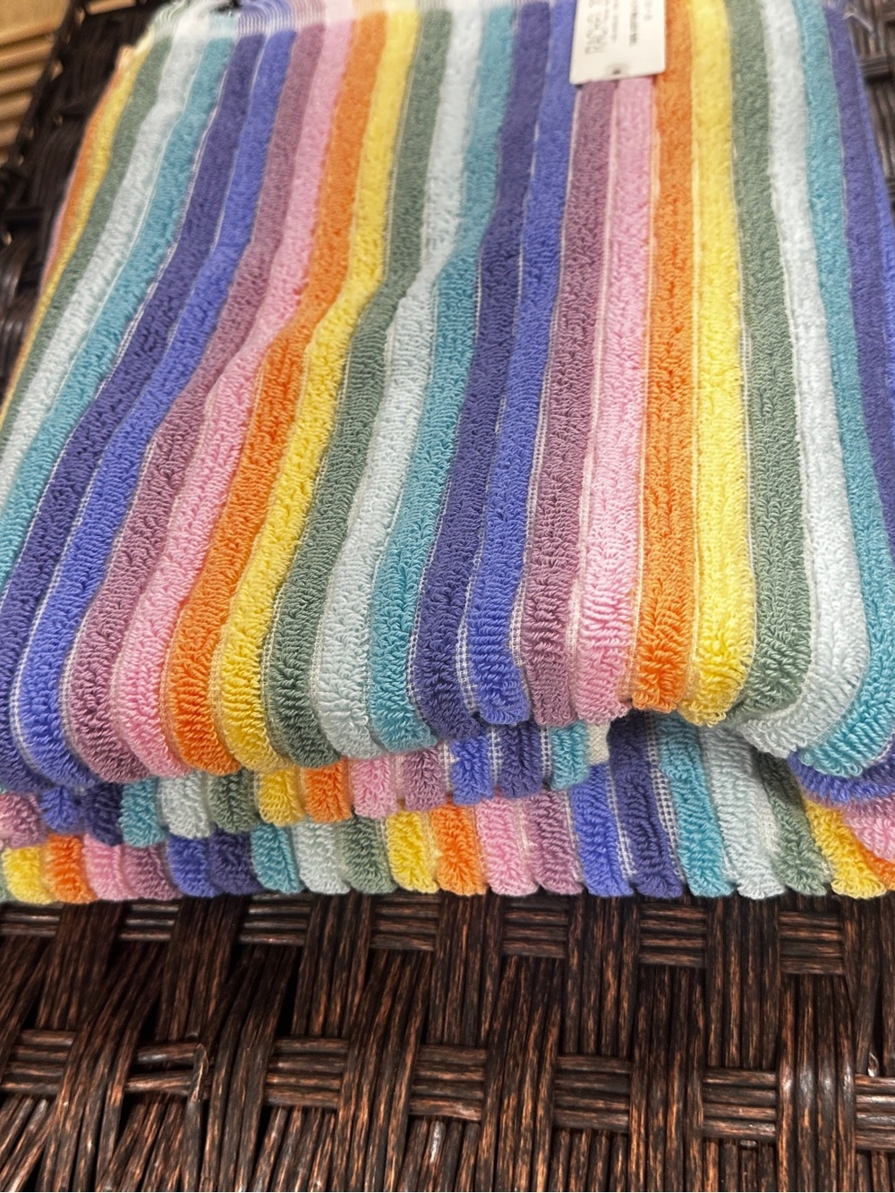 Striped Multicolor Cotton Bath Towel - Rainbow Stripe oversized Rachel Zoe